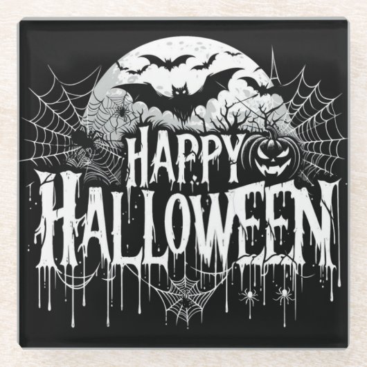 Vintage glückliche Halloween-Kunst Glasuntersetzer (Vorderseite)