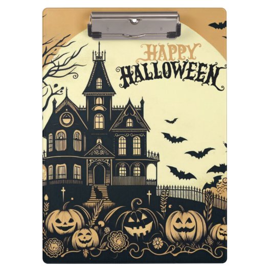 Vintage glückliche Halloween-Kunst Klemmbrett (Vorderseite)
