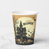 Vintage glückliche Halloween-Kunst Pappbecher (Rückseite)
