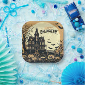 Vintage glückliche Halloween-Kunst Pappteller (Party)
