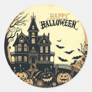 Vintage glückliche Halloween-Kunst Runder Aufkleber