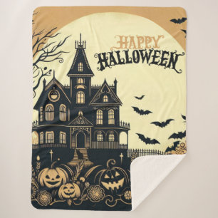 Vintage glückliche Halloween-Kunst Sherpadecke