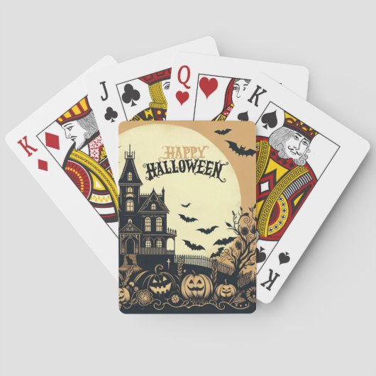 Vintage glückliche Halloween-Kunst Spielkarten (Rückseite)