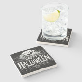 Vintage glückliche Halloween-Kunst Steinuntersetzer (Seitenansicht)