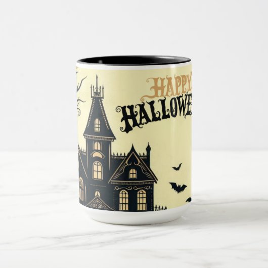 Vintage glückliche Halloween-Kunst Tasse (Zentrum)
