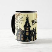 Vintage glückliche Halloween-Kunst Tasse (Vorderseite Links)