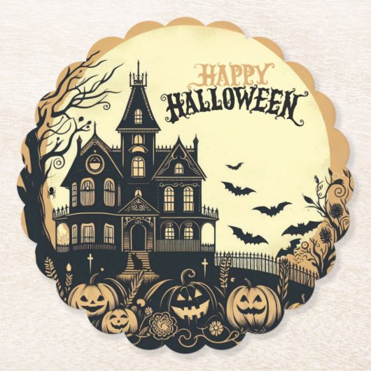 Vintage glückliche Halloween-Kunst Untersetzer (Vorderseite)
