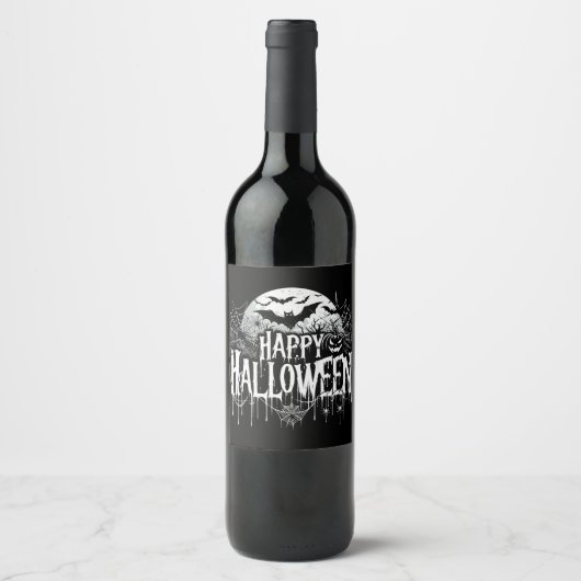 Vintage glückliche Halloween-Kunst Weinetikett (Vorderseite)