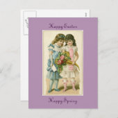 Vintage glückliche Ostermädchen Feiertagspostkarte (Vorne/Hinten)