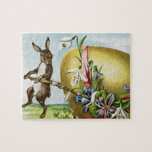 Vintage glückliche Ostern-Hasen Ostereier Puzzle