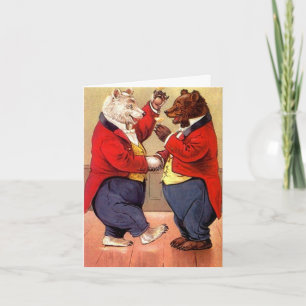 Vintage Glückliche Tanzbären Toast Danke Karte
