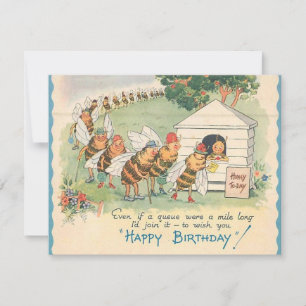 Vintage Glücklicher Biene Geburtstag Feiertagskarte