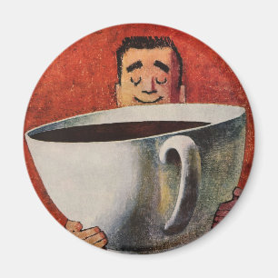 Vintage glücklicher Mann, der einen riesigen Beche Magnet