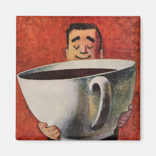 Vintage glücklicher Mann, der einen riesigen Beche Magnet