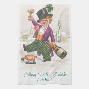 Vintage Glücklicher St. Patricks Day Shamrock Cham Geschirrtuch