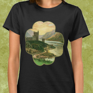 Vintage Glücksklee mit irischer Burg T-Shirt