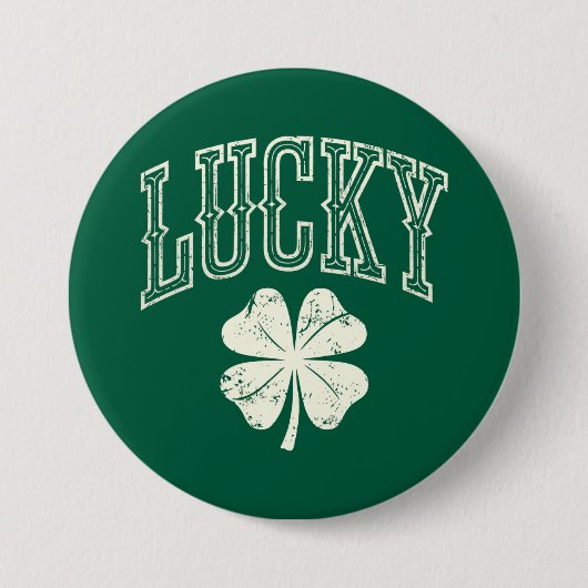 Vintage Glücksklee St. Patricks Tag Button (Vorderseite)