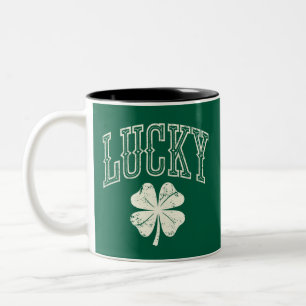 Vintage Glücksklee St. Patricks Tag Zweifarbige Tasse