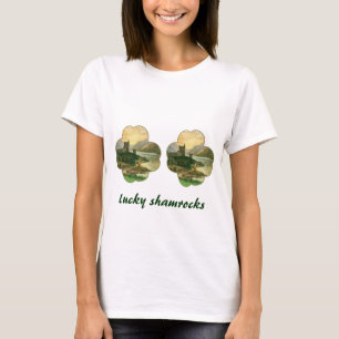 Vintage Glückskleeblatt mit irischer Burg T-Shirt