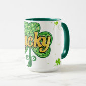 Vintage Glückskleeblatt-Muster St. Patrick's Day Tasse (VorderseiteRechts)
