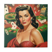 Vintage Glücksspiel Pin-up Fliese (Vorderseite)
