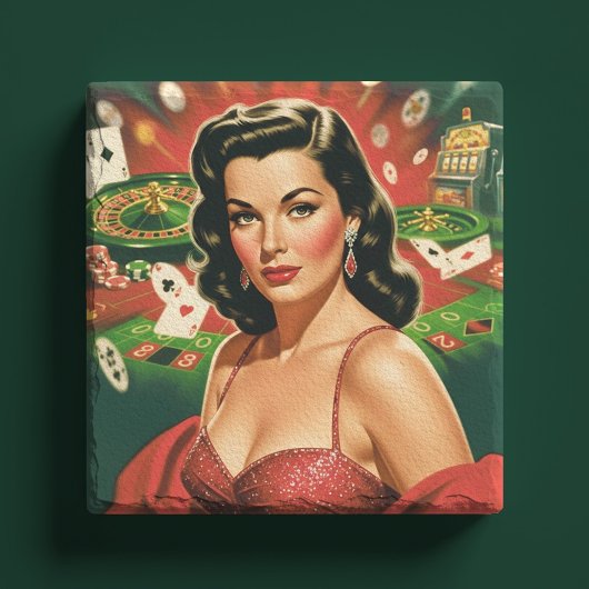 Vintage Glücksspiel Pin-up Steinuntersetzer