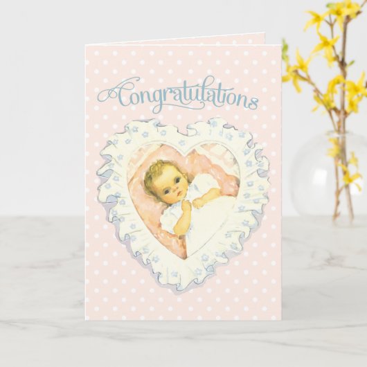 Vintage Glückwünsche für New Baby Karte (Gelbe Blume)