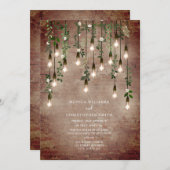 Vintage Glühbirne Brick White Floral Wedding Einladung (Vorne/Hinten)