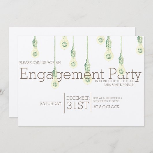Vintage Glühbirnen | Engagement Einladung (Vorne/Hinten)
