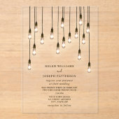 Vintage Glühbirnen Hochzeit Acryleinladungen (Vorderseite)