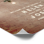 Vintage Glühbirnen Rustikale Brick Wedding Willkom Poster (Ecke)