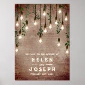Vintage Glühbirnen Rustikaler Brick 20x28 Hochzeit Poster (Vorne)