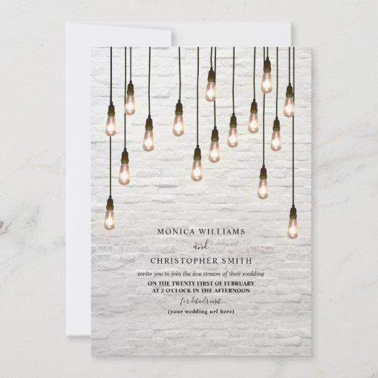 Vintage Glühbirnen, White Brick Virtual Einladung (Vorderseite)