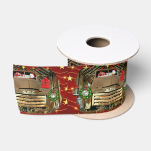 Vintage GMC Truck Frosty der Schneemann Weihnachts Satinband