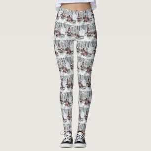 Vintage-Gnome in der Schneezzeichnung Leggings