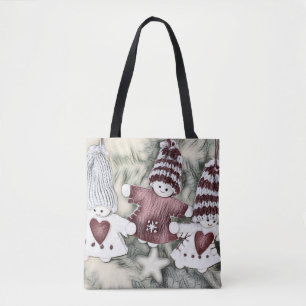 Vintage-Gnome in der Weihnachtsbaum-Zeichnung Tasche