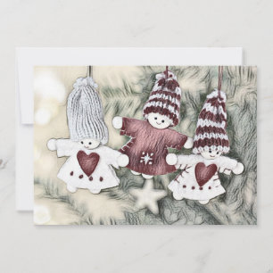Vintage-Gnome in Weihnachtsbaumzeichnung Einladung