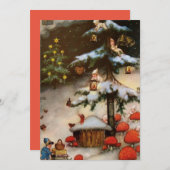 Vintage Gnome-Pixies im Baumspielraum Feiertagskarte (Vorne/Hinten)