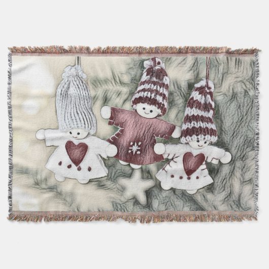 Vintage Gnome Zeichnend Weihnachtsbaum Decke (Vorderseite)