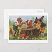 Vintage Gnomen und Eichhörnchen Postkarte (Vorne/Hinten)