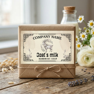 Vintage Goat’s Milk Soap Label- Watercolor Rustic  Rechteckiger Aufkleber