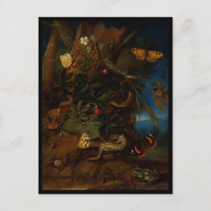 Vintage Goblincore-Schnecken, Schlangen, Würmer Ha Feiertagspostkarte