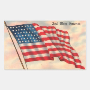 Vintage God Bless America Flagge Rechteckiger Aufkleber