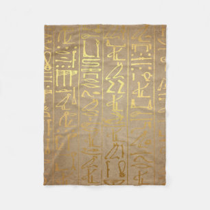 Vintage Gold ägyptische Hieroglyphen Papierdruck Fleecedecke