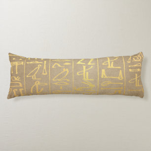 Vintage-Gold-Ägyptische-Hieroglyphen-Papierdruck Seitenschläferkissen
