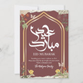Vintage Gold Arch Floral Collage Eid Mubarak Feiertagskarte (Vorderseite)