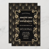 Vintage Gold Art Deco Einladung (Vorne/Hinten)