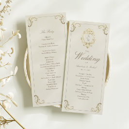 Vintage Gold Baroque Wedding Program Card