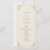 Vintage Gold Baroque Wedding Program Card (Rückseite)