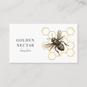 Vintage Gold Biene Logo Honigbiene Imker Visitenkarte